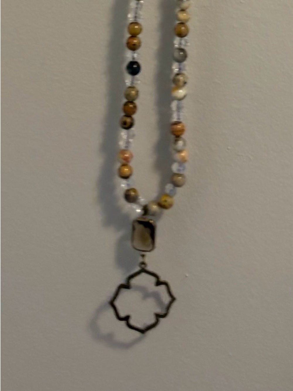 Women's long necklace -neutral colors